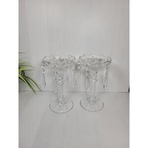 Vintage Czech Royal Galley Crystal Candle Holders Prisms, Single Candlestick